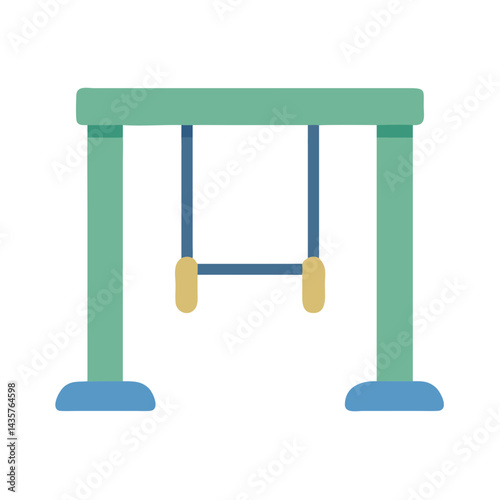 Cartoon style gymnast rings against a black background