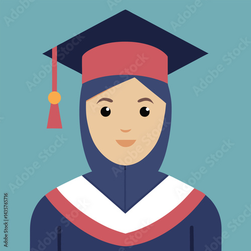 Graduate with hijab and cap inclusive design vector illustration