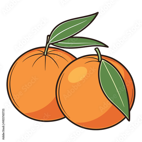 Two Vibrant Oranges with Leaves