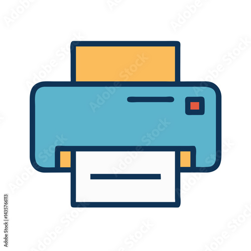 Printer icon on black background, simple, flat design style