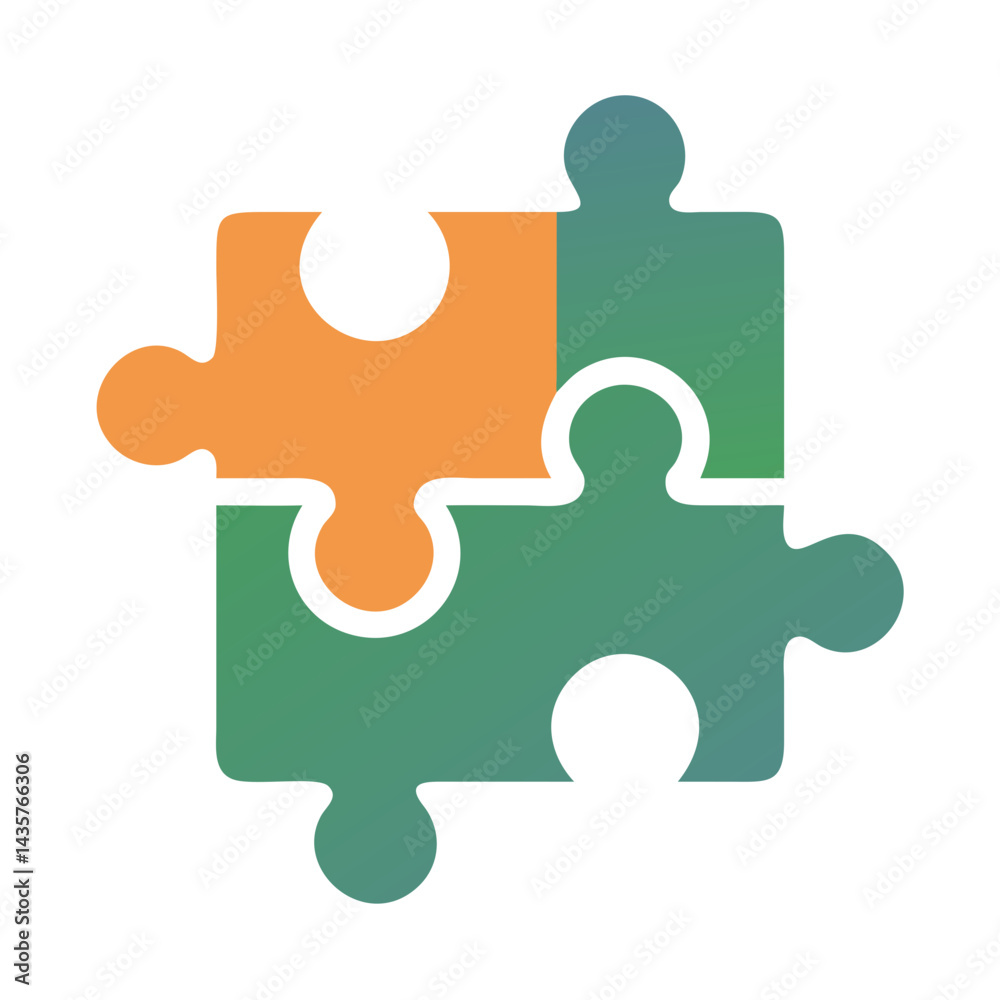 Connected puzzle pieces forming a whole square, solution concept Connected puzzle pieces forming a whole square, solution concept