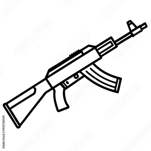 AKS-74U vector line art on white background