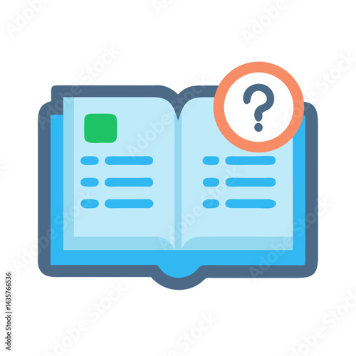 Open book with question mark, knowledge concept illustration
