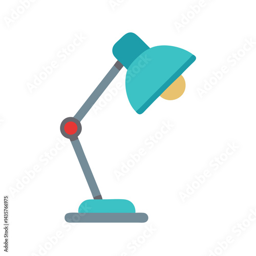Illustration of a teal desk lamp with black background