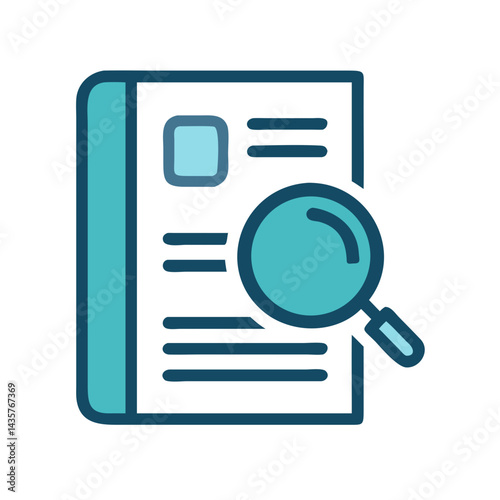 Document review concept with magnifying glass vector illustration