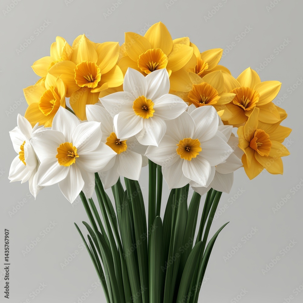 Obraz premium Spring bouquet of yellow and white daffodils.