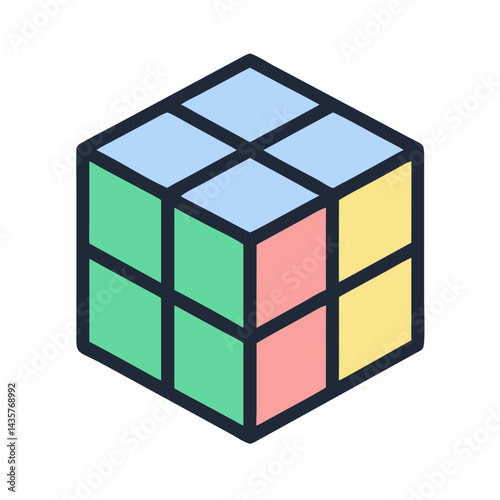 Colorful Isometric Cube Puzzle on a Black Background