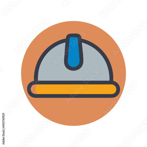 Simple vector image of construction hard hat with orange circle