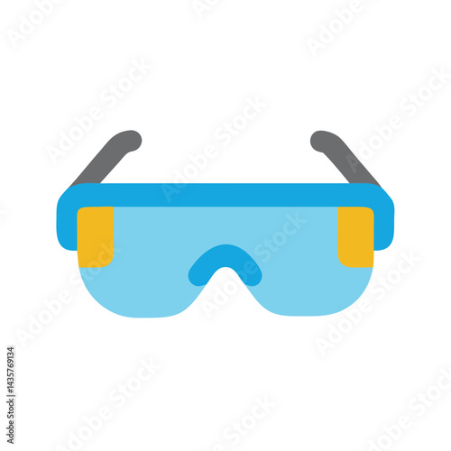Flat graphic of safety goggles on black background