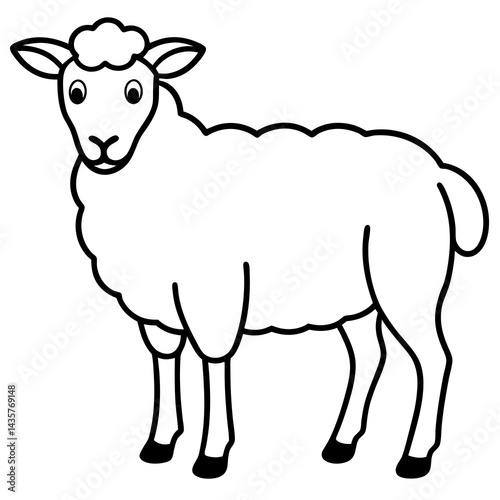 Elegant Sheep Outline Illustration