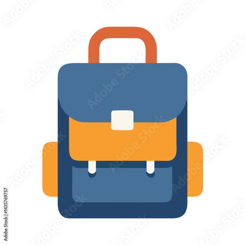 Isolated flat vector style backpack illustration on black backdrop