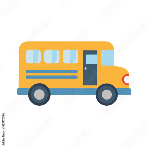 School bus illustration on black backdrop in flat design