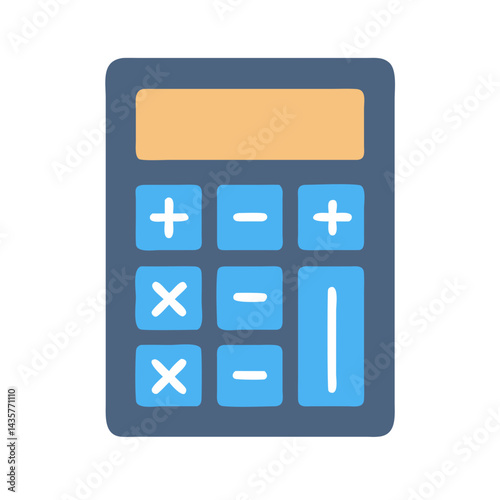 Colorful cartoon calculator illustration on black background for design