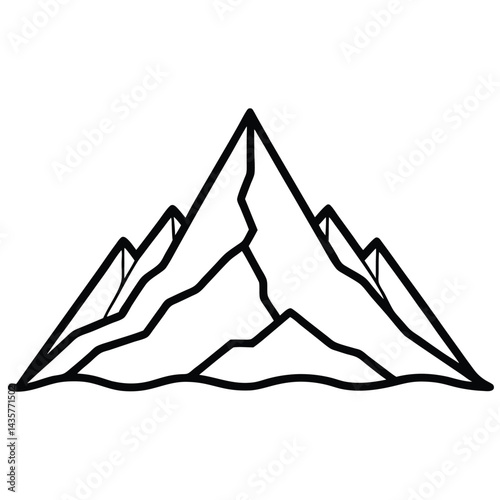 Simple mountain outline vector on white background vector illustration