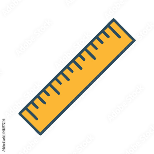 Stylized graphic illustration of yellow ruler against black background