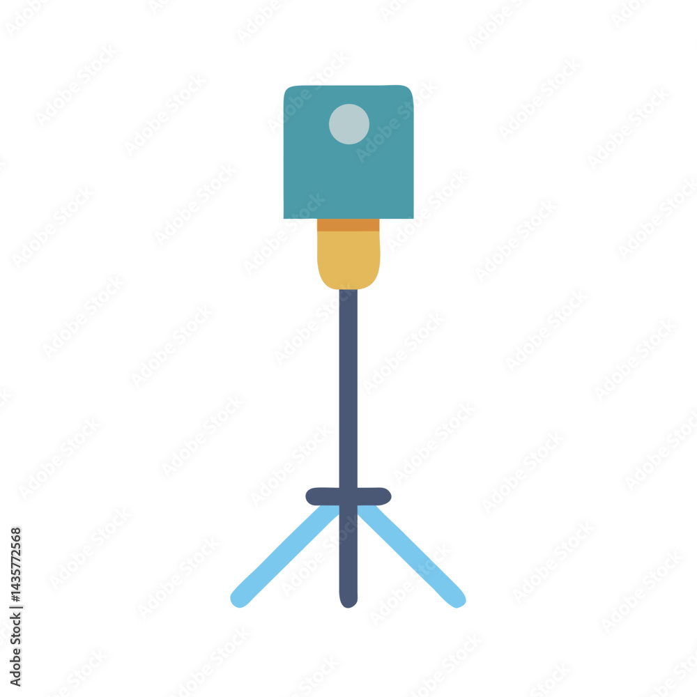 Fototapeta premium Flat design illustration of light on tripod against black