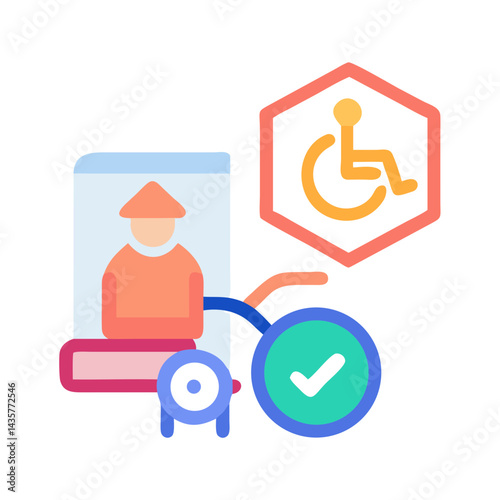 Accessibility online profile for disabled people flat icon concept