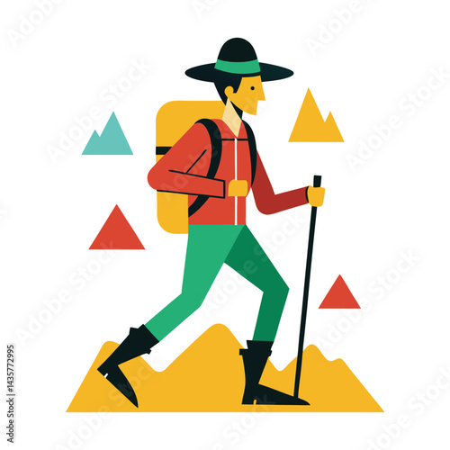 Vintage hiker illustration vector on white background vector illustration