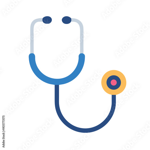 Flat design medical stethoscope icon on black background
