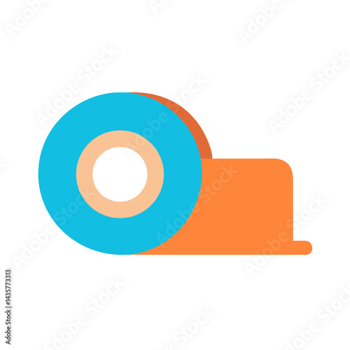Minimalist flat illustration of tape dispenser on black background