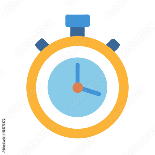 Isolated minimalist stopwatch illustration over black background in flat style