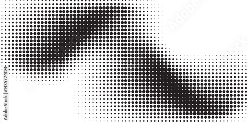 Halftone wavy texture background. Dotted gritty sand noise wallpaper. Black grunge pop art wave gradient overlay. Weathered pixelated raster halfton comic backdrop. Vector bitmap fading subtle surface