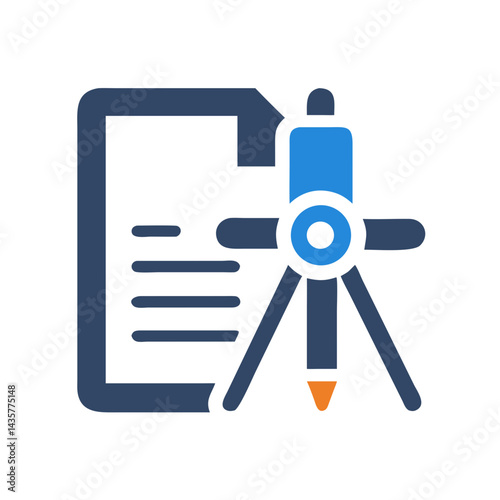 Flat icon illustration of survey tool and documentation form