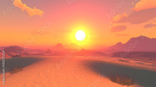 99. Sunset over the sand dunes in the desert