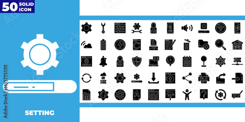 Settings glyph solid icons collection