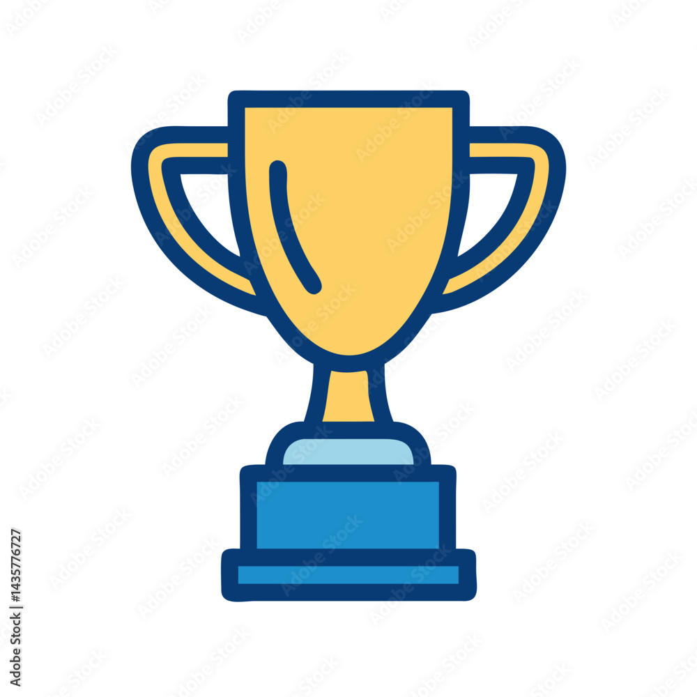 Trophy icon symbolizing achievement and success in a flat design Trophy icon symbolizing achievement and success in a flat design