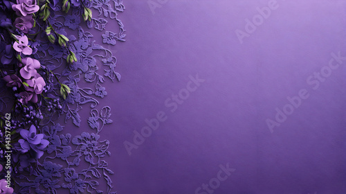 106. Violet green background with lace-inspired floral patterns on the left side, creating an elegant and sophisticated design for a banner or poster template