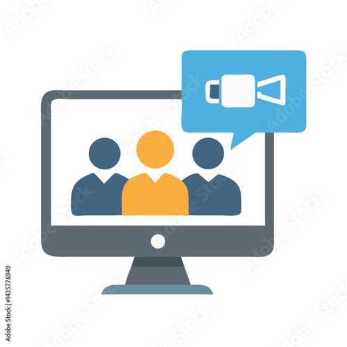 Team video call on computer with leader present
