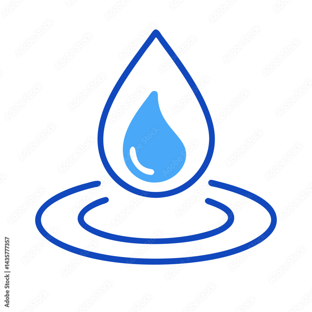 Stylized water drop with ripples graphic element illustration Stylized water drop with ripples graphic element illustration