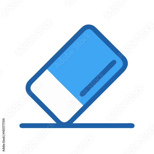 Blue eraser vector icon isolated against black background symbol