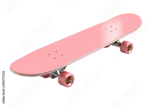 Obraz na płótnie Stylish pink skateboard on a white background. w salonie