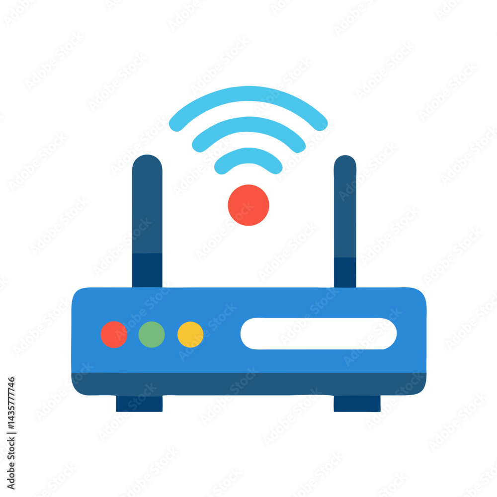 Modern flat design router illustration with wifi signal waves Modern flat design router illustration with wifi signal waves