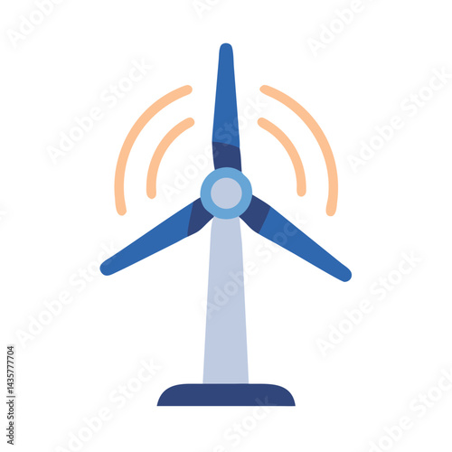 Stylized wind turbine illustration on black background, energy concept