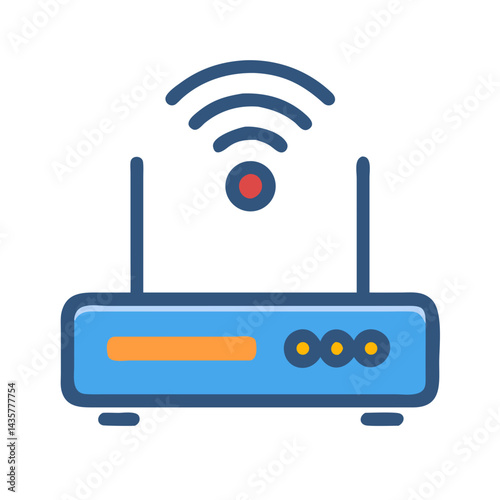 Wireless Router Icon on Black Background Flat Vector Style