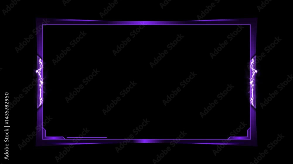 Purple electric webcam for streaming border with transparent background. Animation Border gaming overlay