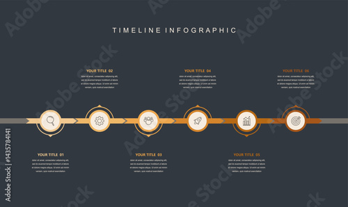Business road map timeline infographic concept. with icons and 6 options. Corporate milestones graphic elements. marketing data. Modern vector history timeline design presentation