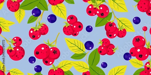 Wallpaper Mural Simple abstract berry and leaf seamless pattern, ample negative space, decoration, print Torontodigital.ca