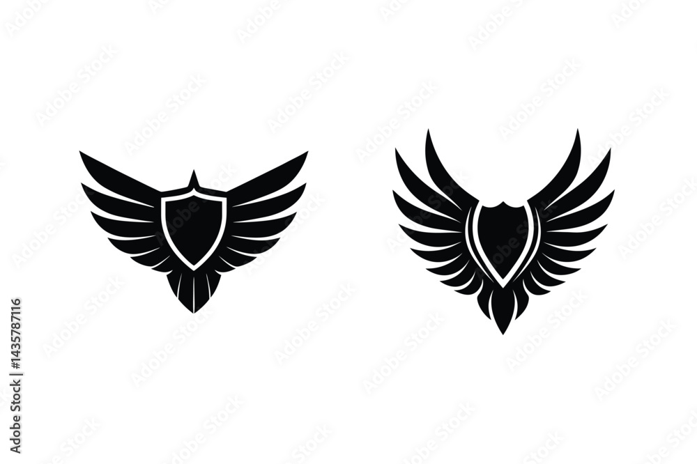 Obraz premium Set Of Elegant Heraldic Eagle Shield Logo Design Graphic Element Vectors