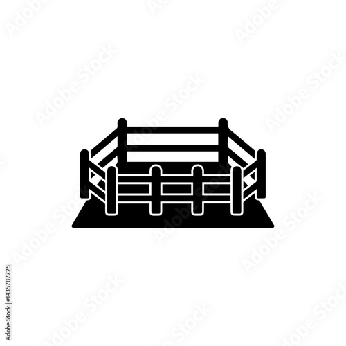 Wooden Fence with Posts and Rails Encircling Pasture for Livestock