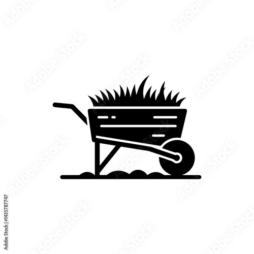 Wooden Wheelbarrow Filled with Freshly Cut Grass on Dirt Path