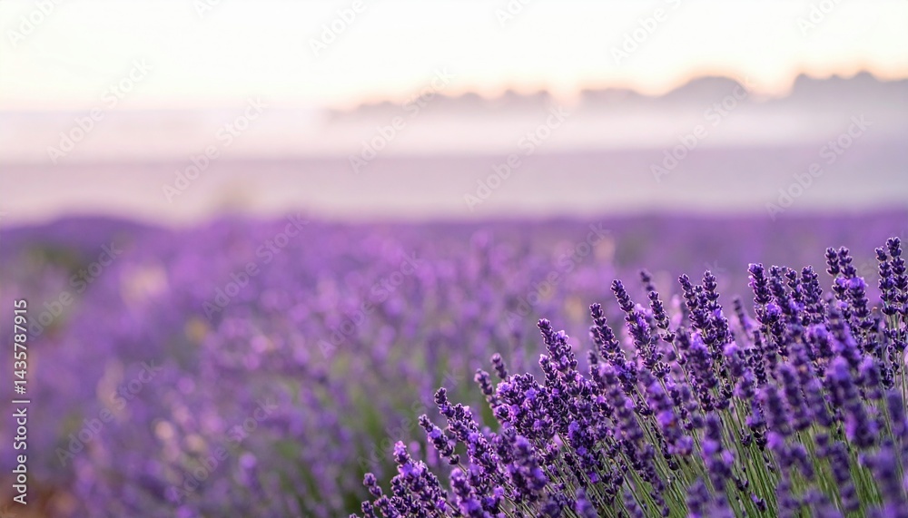 Obraz premium Lavender blooming field at sunrise nature photography tranquil environment scenic viewpoint aromatic concept