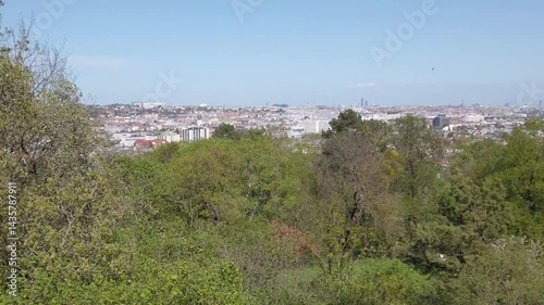 Von der Trazberg Warte Panorama Blick über Wien, Aussichtsturm, Mittelalter Wachturm in Hietzing  