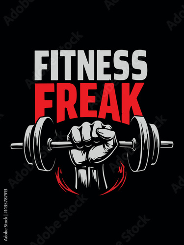 Fitness Freak Gym T-Shirt Design – Weightlifting Hand with Dumbbell Graphic for Workout Enthusiasts