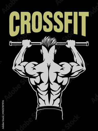 CrossFit Workout T-Shirt – Muscular Athlete Pull-Up Fitness Gym Design – Strength Training Apparel