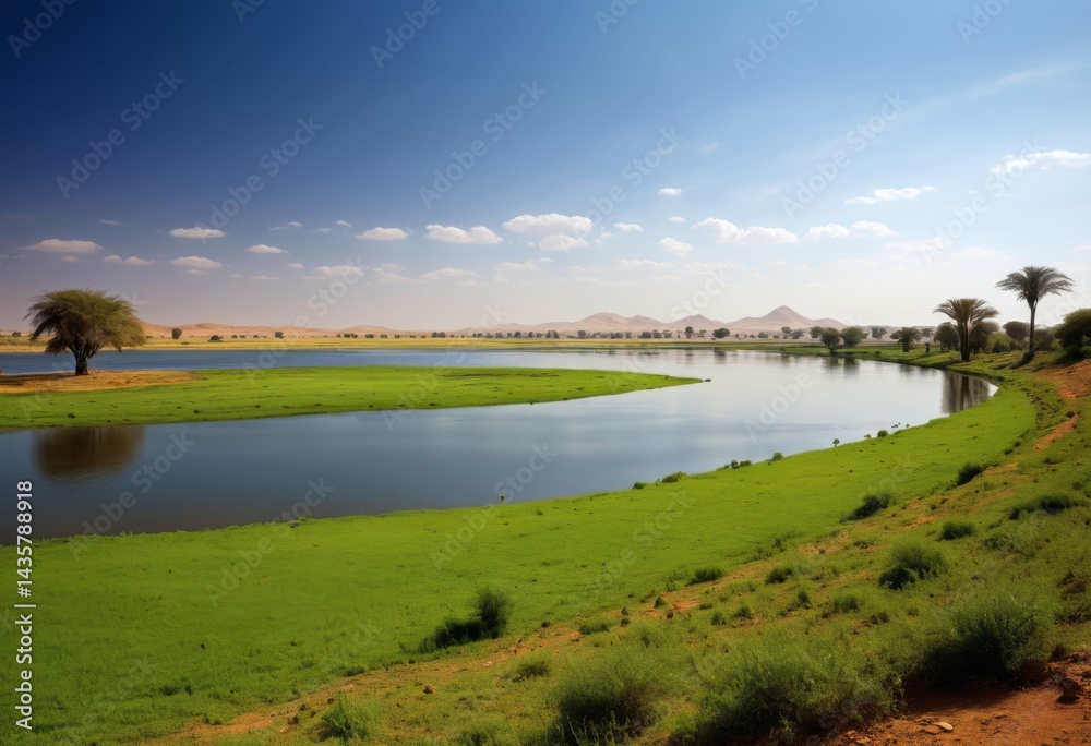 The riverside meadow has several trees and shrubbery The riverside meadow has several trees and shrubbery