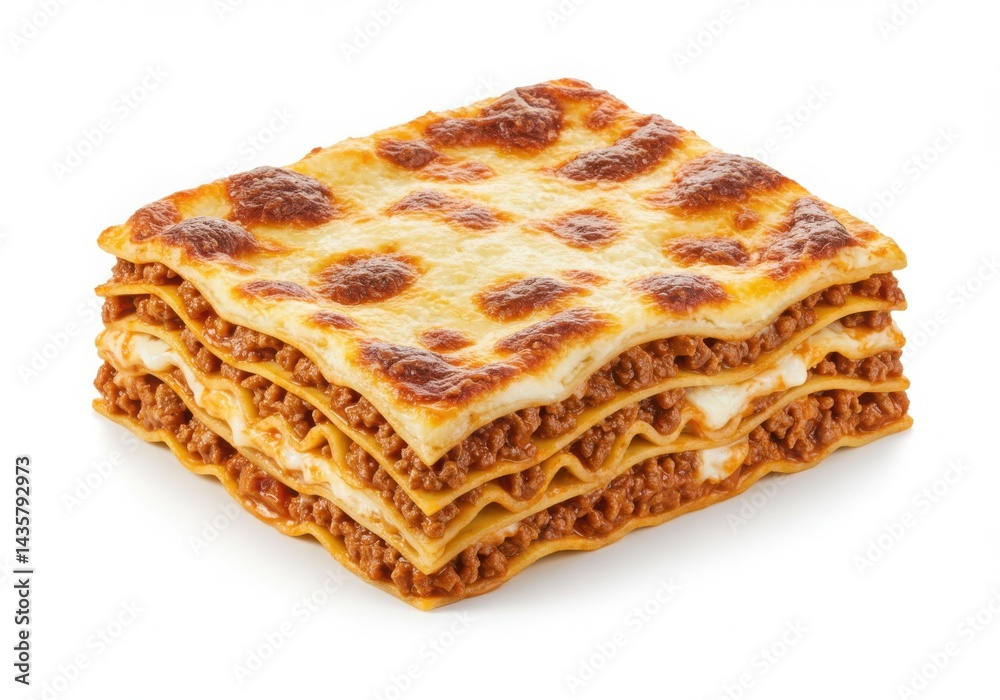 Fototapeta premium Lasagna with meat sauce isolated on white background